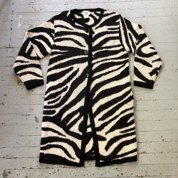 Vintage Sweaters - Vintage Zebra Stripe Duster Sweater